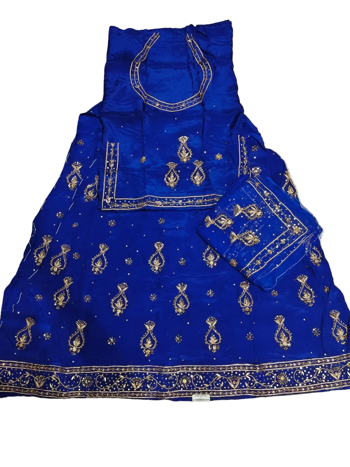 Rajputi Poshak – Chhota Kalash Natural Crepe – Royal Blue with Thakhurji Odhni – Ganga Rajputi Poshak, Bikaner