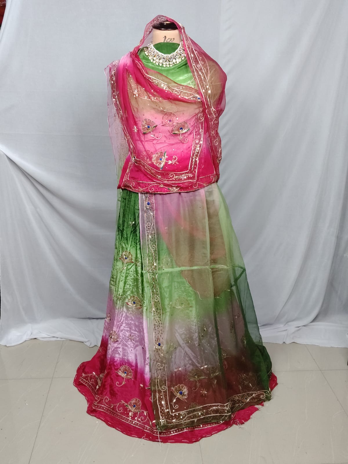 Rajputi Poshak - Mor Pankh Pure Poshak With Thakhurji Pure Odhni - Rani Pink, Green, Baby Pink, Elaichi With Same Colour Odhni