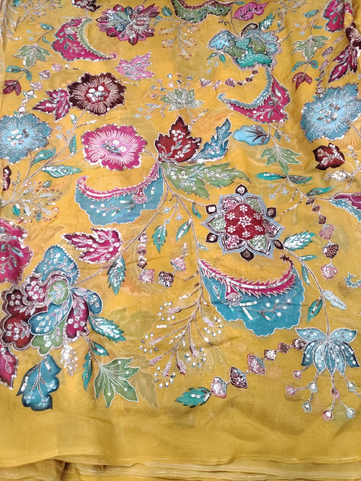 Rajputi Poshak - Organza Pure Fabric With Zari And Sequin Work - Yellow