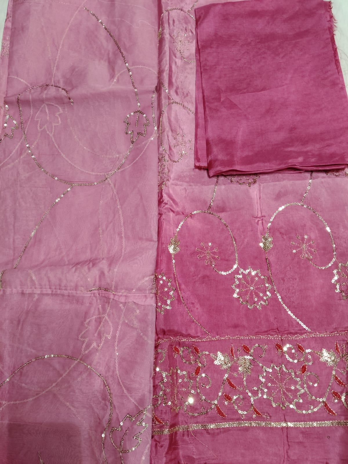 Rajputi Dress - Upada Silk Fabric With Sequin Work - Shaded Mauve Humrahi Odhni