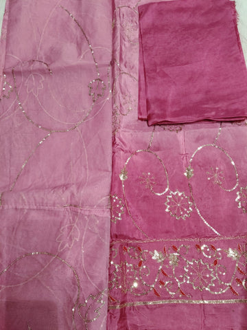 Rajputi Dress - Upada Silk Fabric With Sequin Work - Shaded Mauve Humrahi Odhni