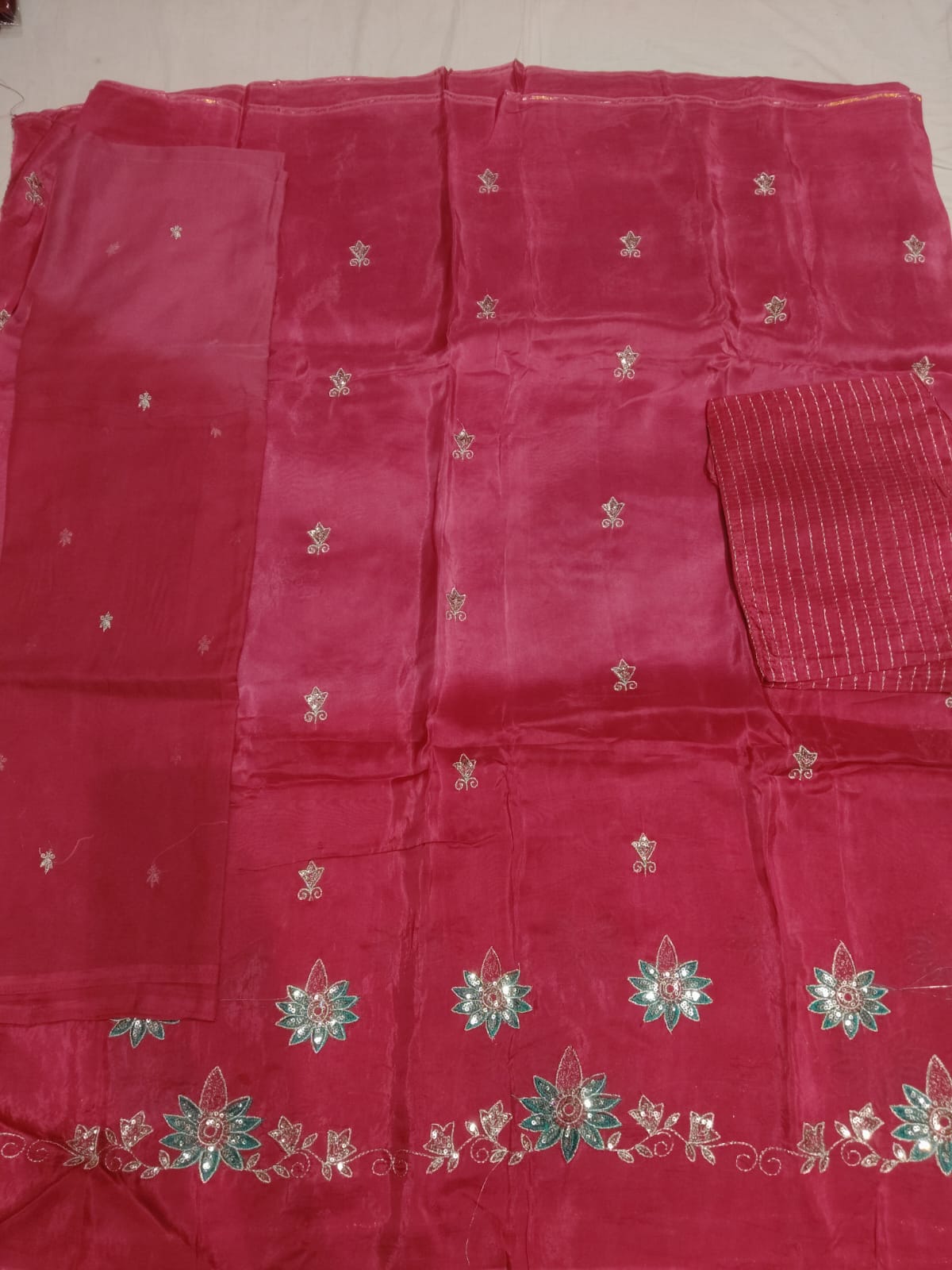 Rajputi Dress - Upada Silk Fabric With Zari Work - Deep Pink Bunti Humrahi Odhni