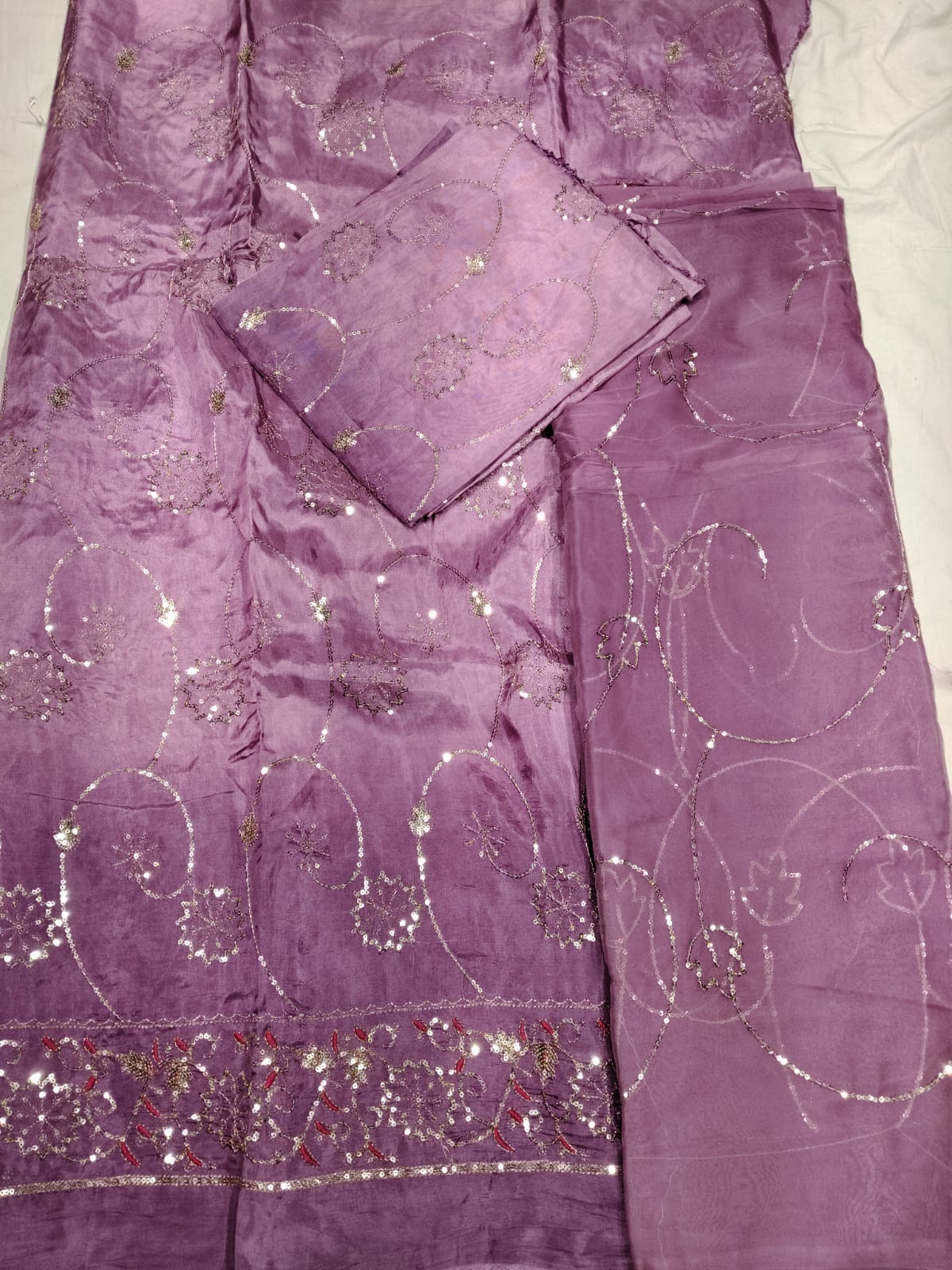 Rajputi Dress - Upada Silk Fabric With Sequin Work - Shaded Purple Humrahi Odhni