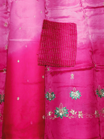 Rajputi Dress - Upada Silk Fabric Sequin Work - Pink And Rank Pink Bunti Humrahi Odhni