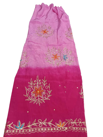 Rajputi Dress - Zari And Cutdaana Work With Natural Crepe Pure Fabric - Light Pink And Rani Pink With Pure Odhni