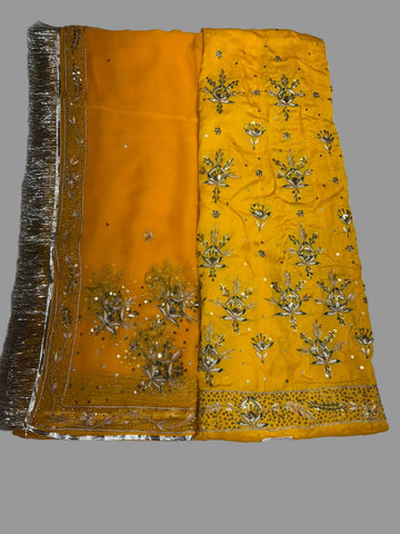 Rajputi Poshak – Handwork Bember Satin – Mustard Yellow with Thakurji Odhni – Ganga Rajputi Poshak, Bikaner