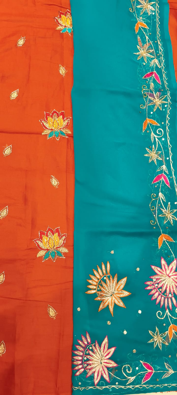 Jaam Cotton Butta Work Pure Fabric – Rajputi Poshak Material Online With Rajan handwork Odhni