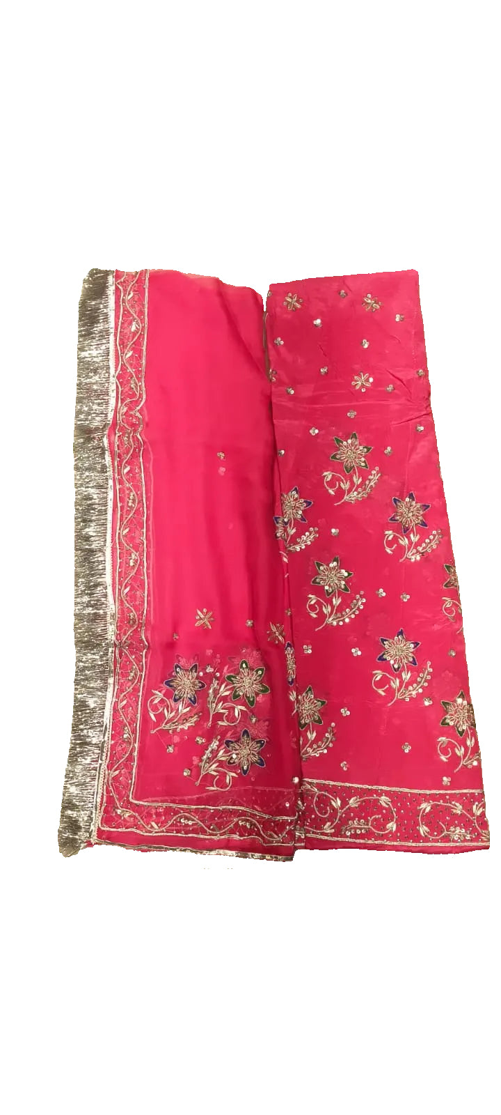 Natural Crepe Thakhurji Odhni | Pure Zardozi Handwork | Magenta Embroidered Dupatta | Bridal Chunri | All India Delivery