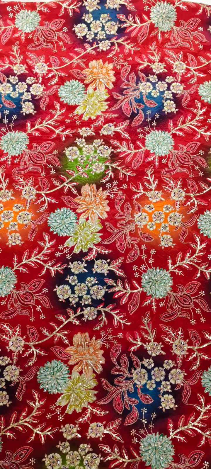 Floral pattern on a red background