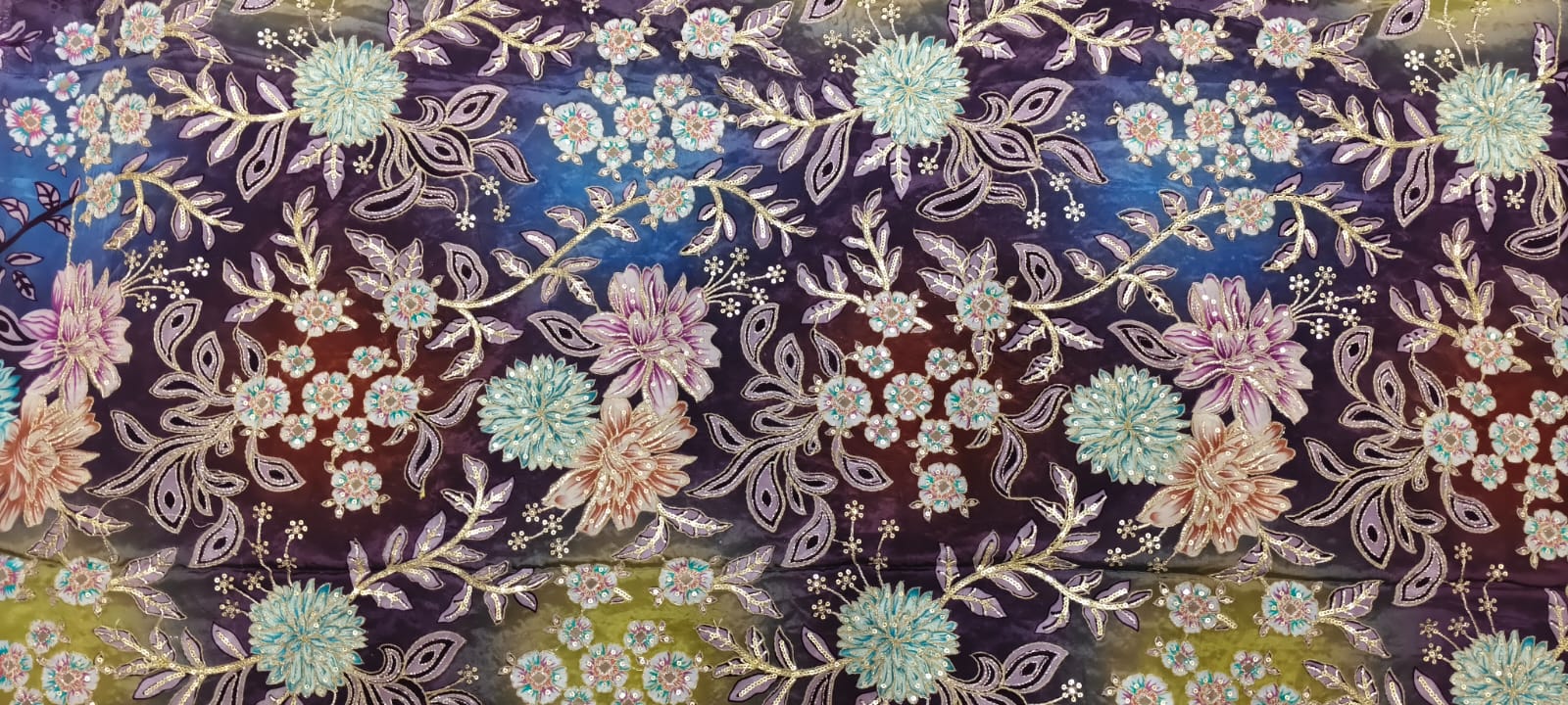 Derani Jethani Pure Fabric – Multicolor Floral Designer Pure Fabric for Rajputi Poshak & Ethnic Wear