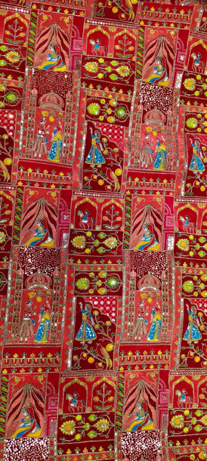 Raja Rani Pure Fabric – Traditional Royal Print Designer Fabric for Rajputi & Ethnic Wear