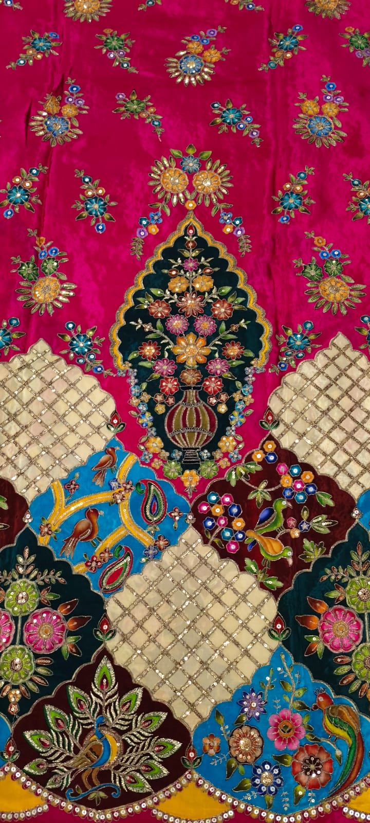 Royal Mor Design Pure Fabric Rajputi Poshak Material – Peacock Motif Designer Pure Fabric for Traditional Wear