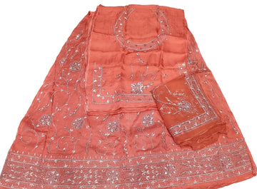 Rajputi Poshak – Rose Border Silver Work Bember Satin – with Thakhurji Odhni – Ganga Rajputi Poshak, Bikaner