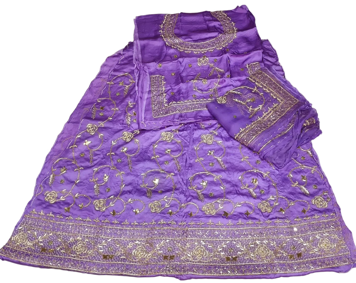Rajputi Poshak – Challa & Zardozi Work Bember Satin – with Thakhurji Odhni – Ganga Rajputi Poshak, Bikaner