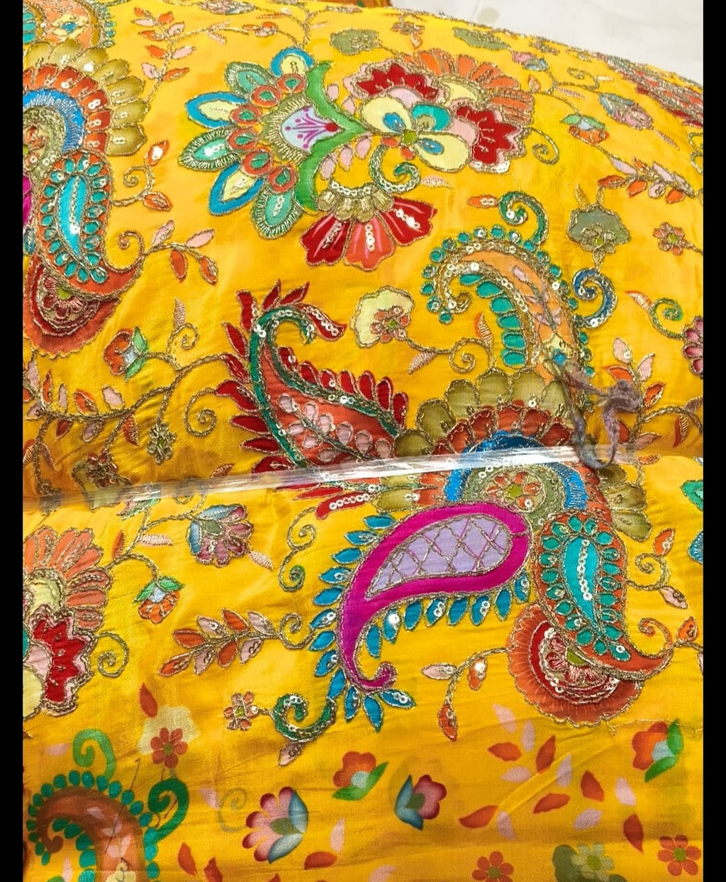 Yellow Printed Pure Kapda Lehenga Set with Odhni | Festive Ethnic Wear