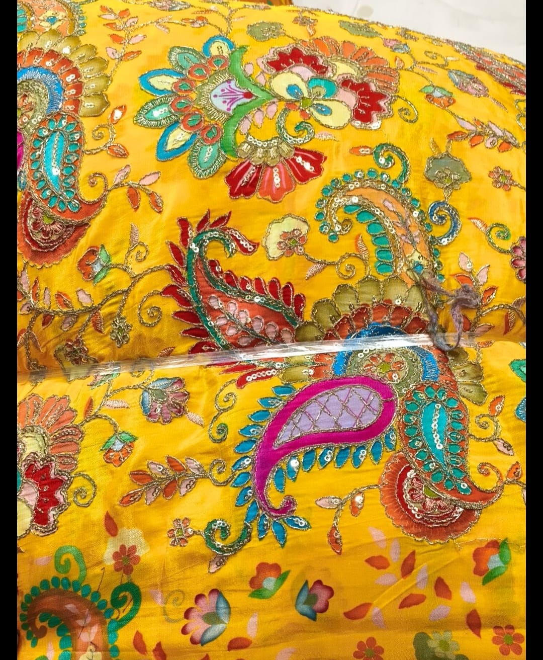 Yellow Printed Pure Kapda Lehenga Set with Odhni | Festive Ethnic Wear