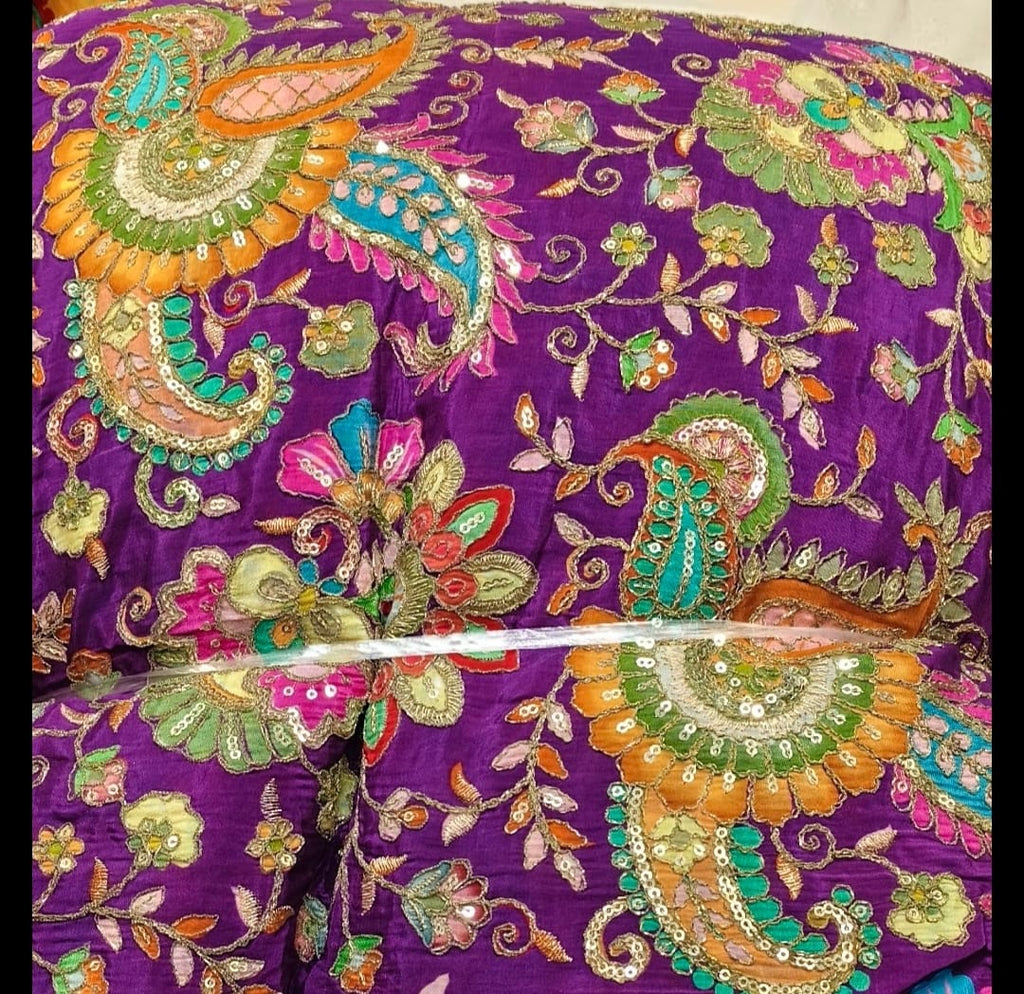 Purple Pure Kapda Lehenga Set with Odhni | Traditional Ethnic Wear for Women