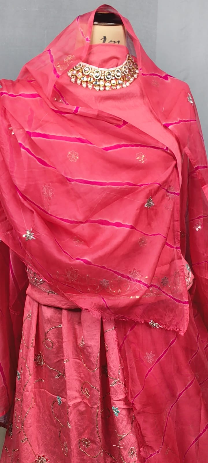 Rajputi Poshak - Cotton Suit With Humrahi Lehriya Odhni - Baby Pink With Same Colour Humrahi Odhni