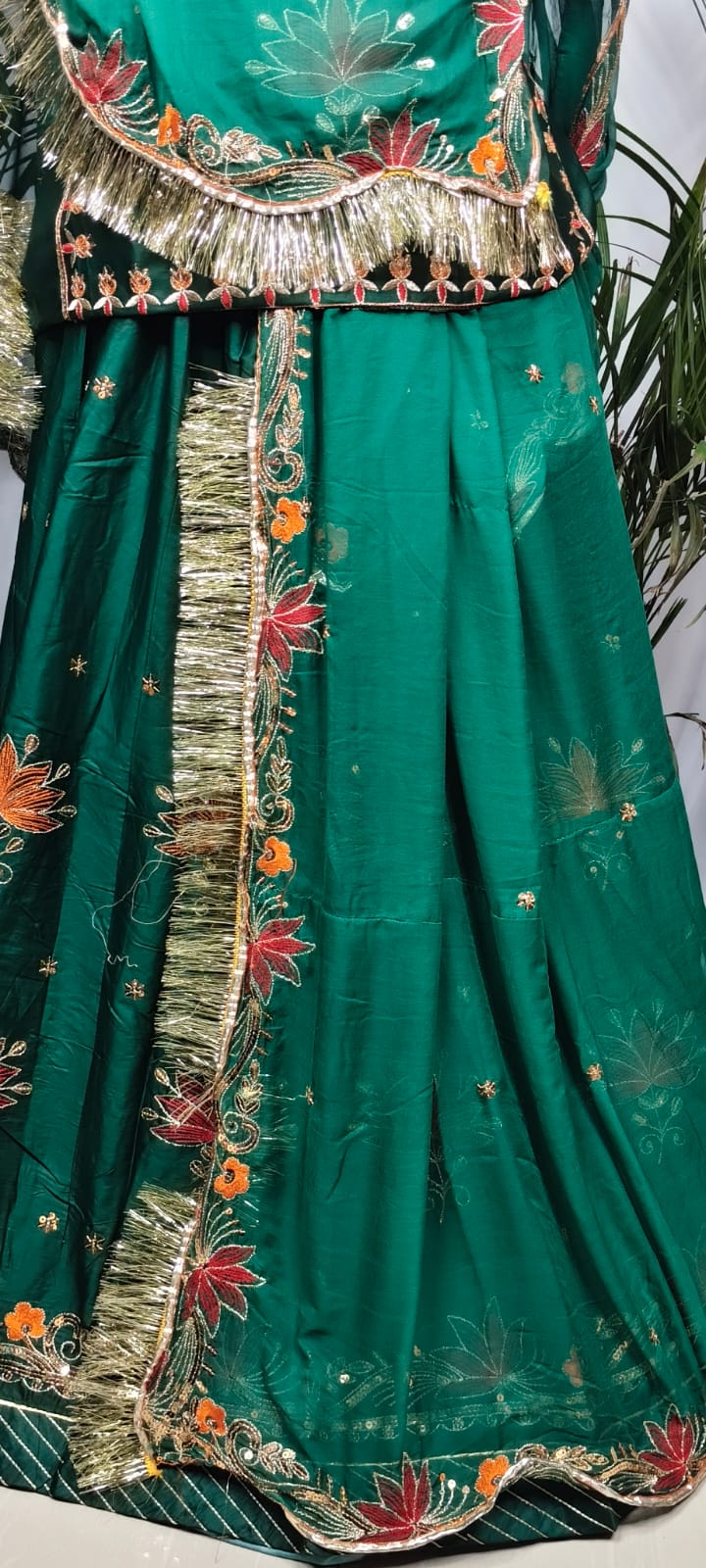 Rajputi Poshak – Small Butti Zardozi & Sequin Crepe – Green