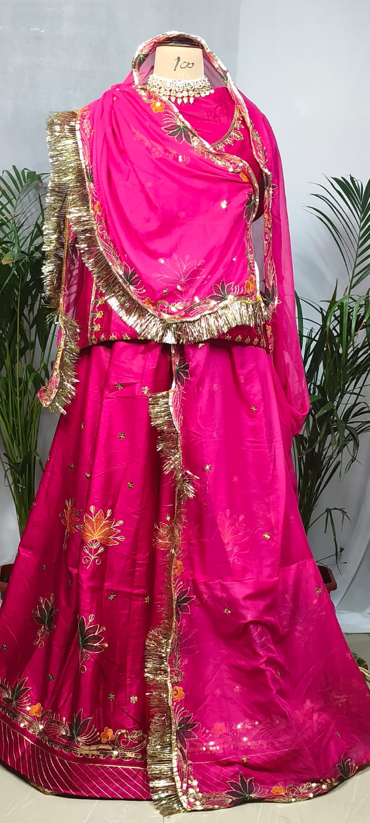 Rajputi Poshak - Small Butti Zardoji & Sequin Work - Pink