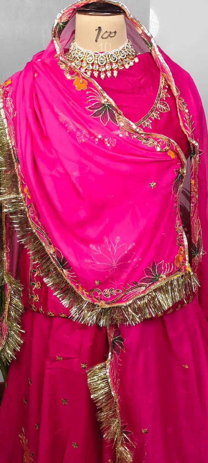 Rajputi Poshak - Small Butti Zardoji & Sequin Work - Pink