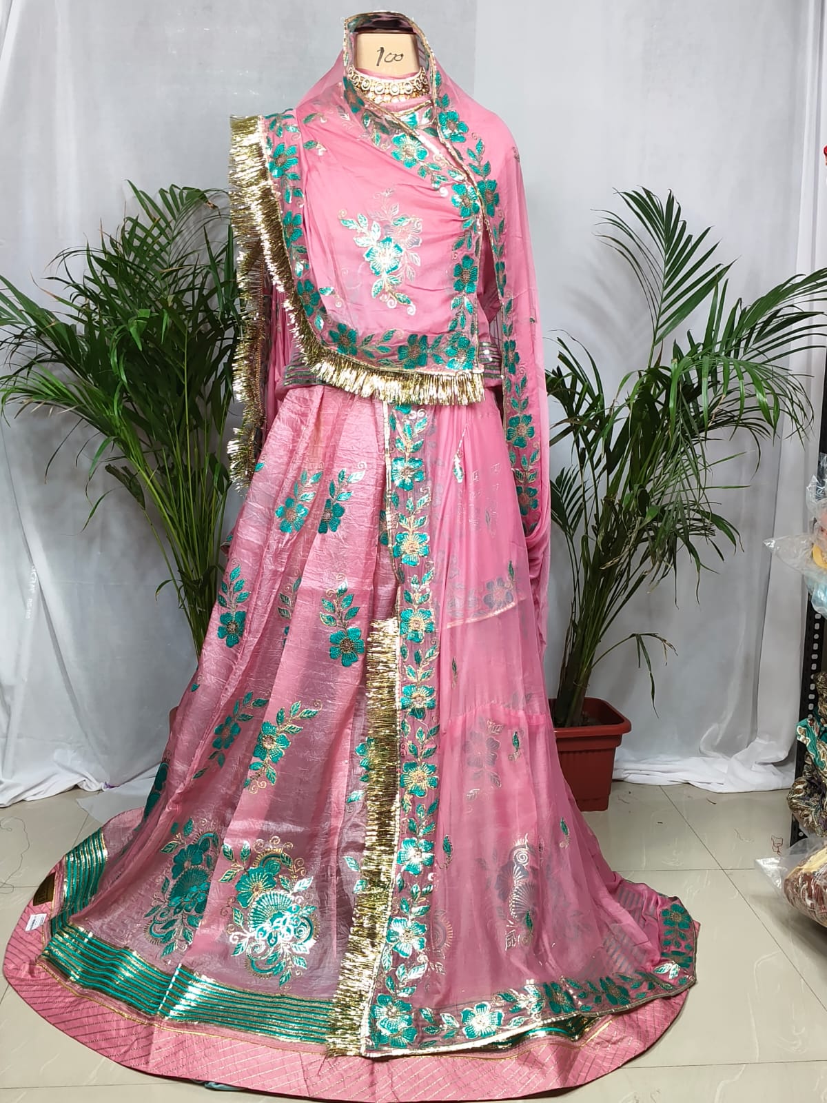 Rajputi poshak - Sequin Zari And Thread Embroidery - Baby Pink