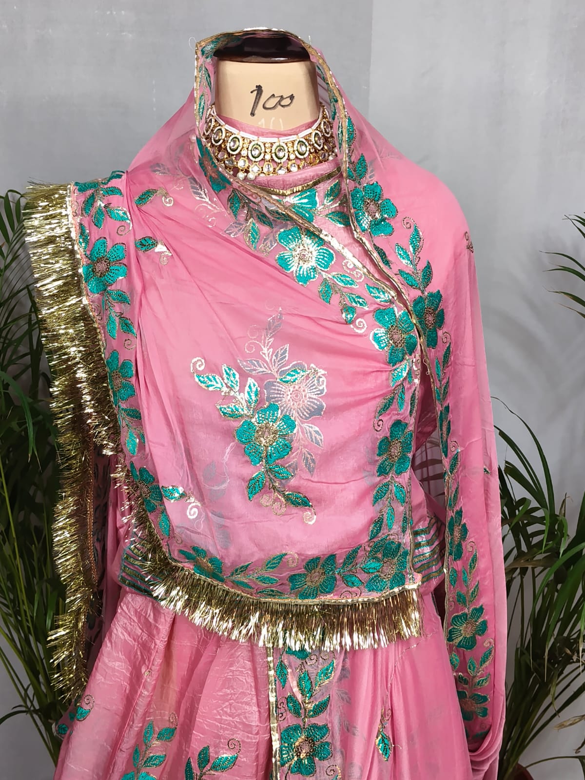 Rajputi poshak - Sequin Zari And Thread Embroidery - Baby Pink