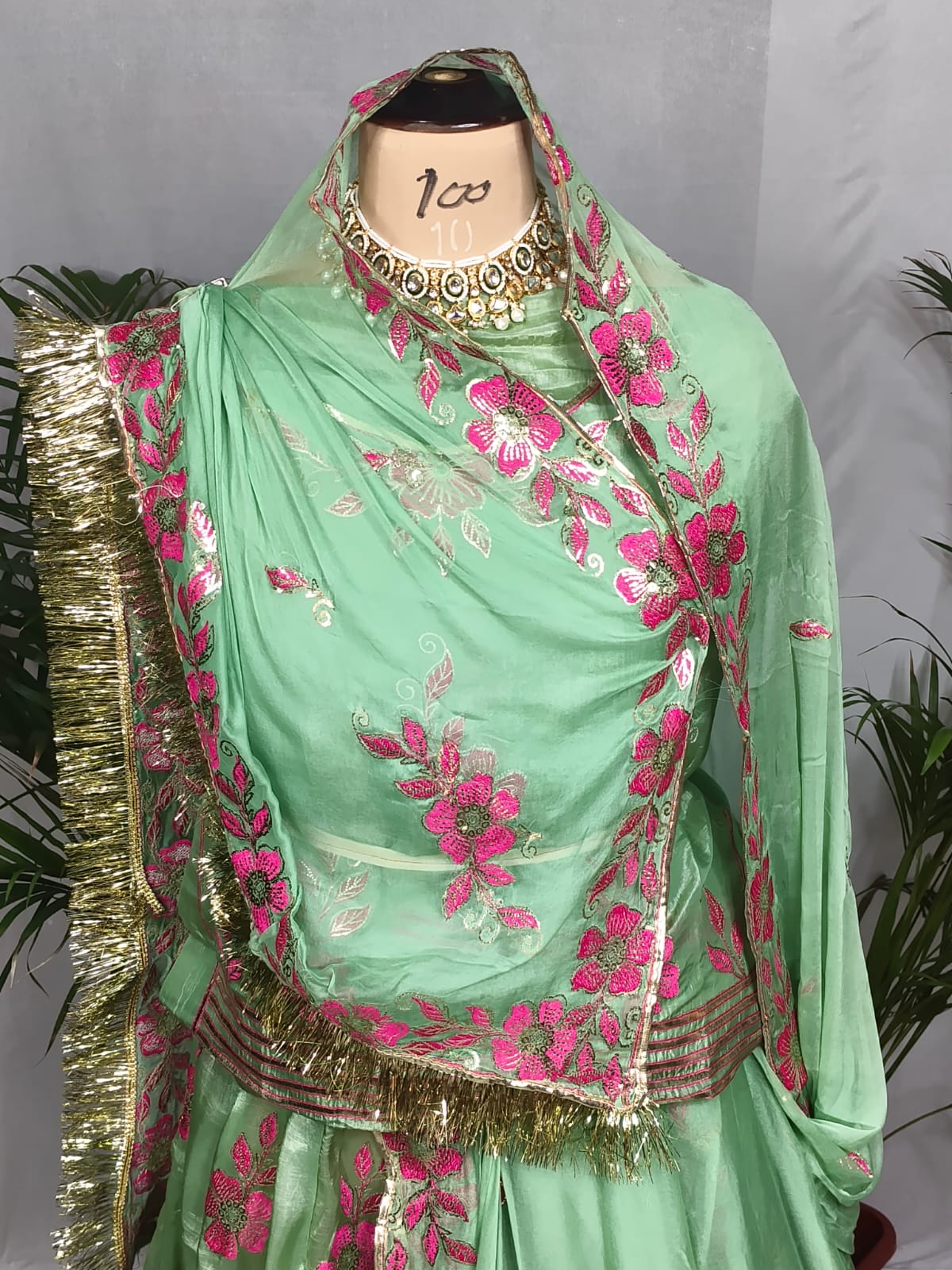 Rajputi Poshak - Sequin Zari And Thread Emroidery - Elaichi