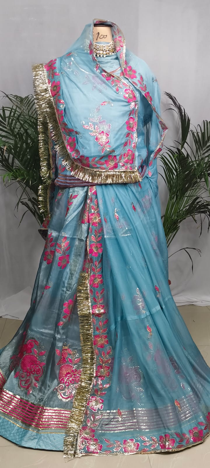 Rajputi Poshak - Sequin Zari And Thread Embroidery - Blue