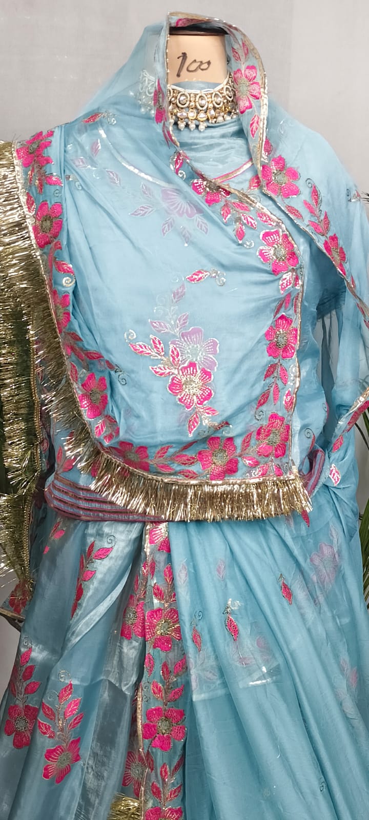 Rajputi Poshak - Sequin Zari And Thread Embroidery - Blue