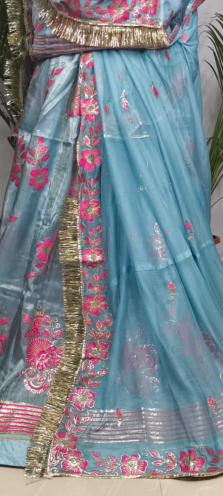 Rajputi Poshak - Sequin Zari And Thread Embroidery - Blue