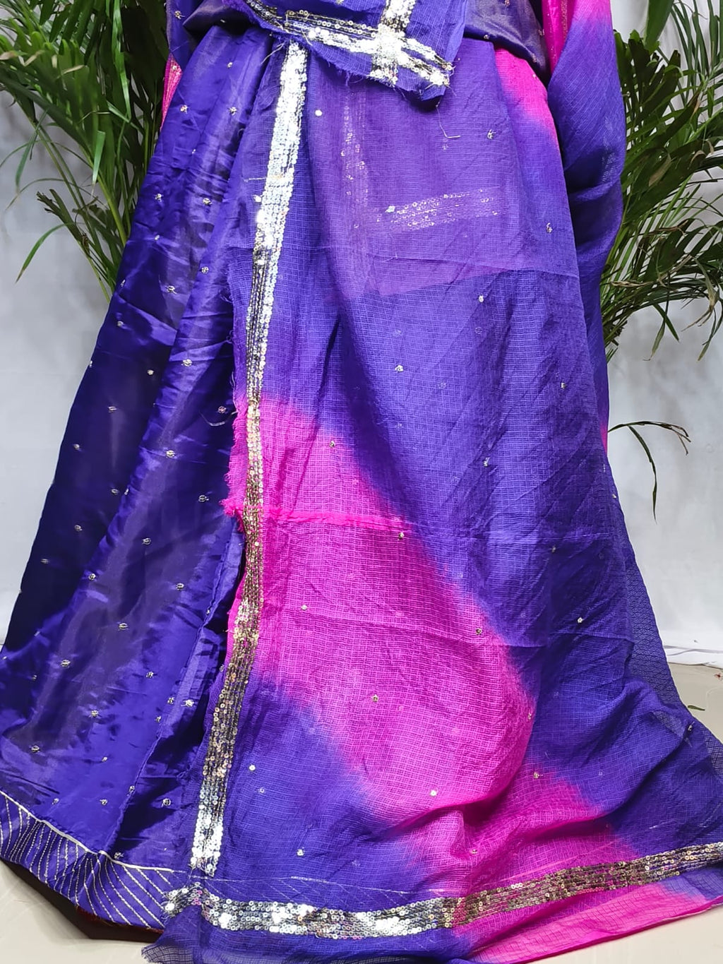 Rajputi Poshak - Tissue Pure With Doria Odhni - Blue With Double Colour Doria Odhni