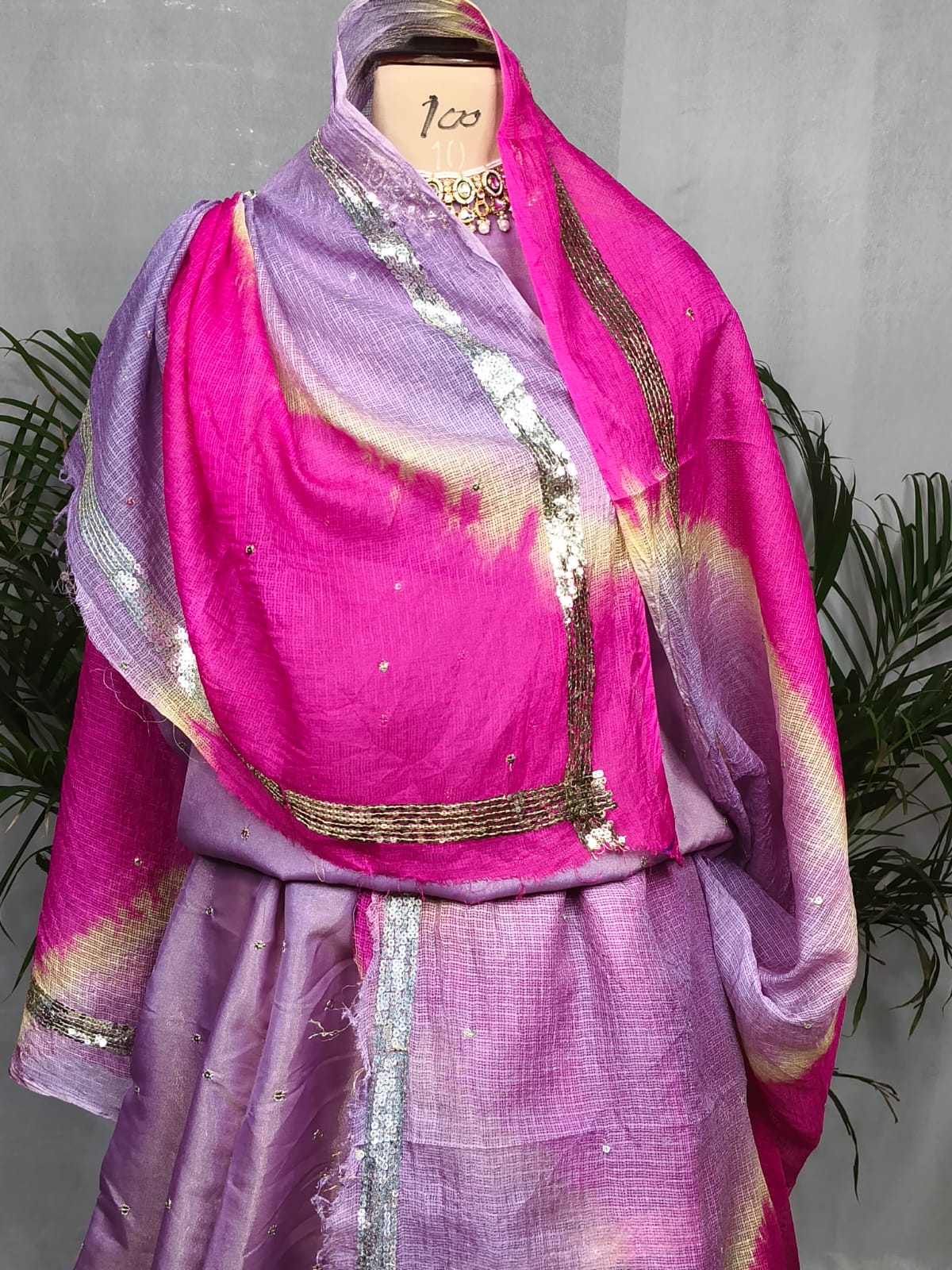 Rajputi Poshak - Mukesh Taari Tissue Pure - Purple With Double Colour Doria Odhni
