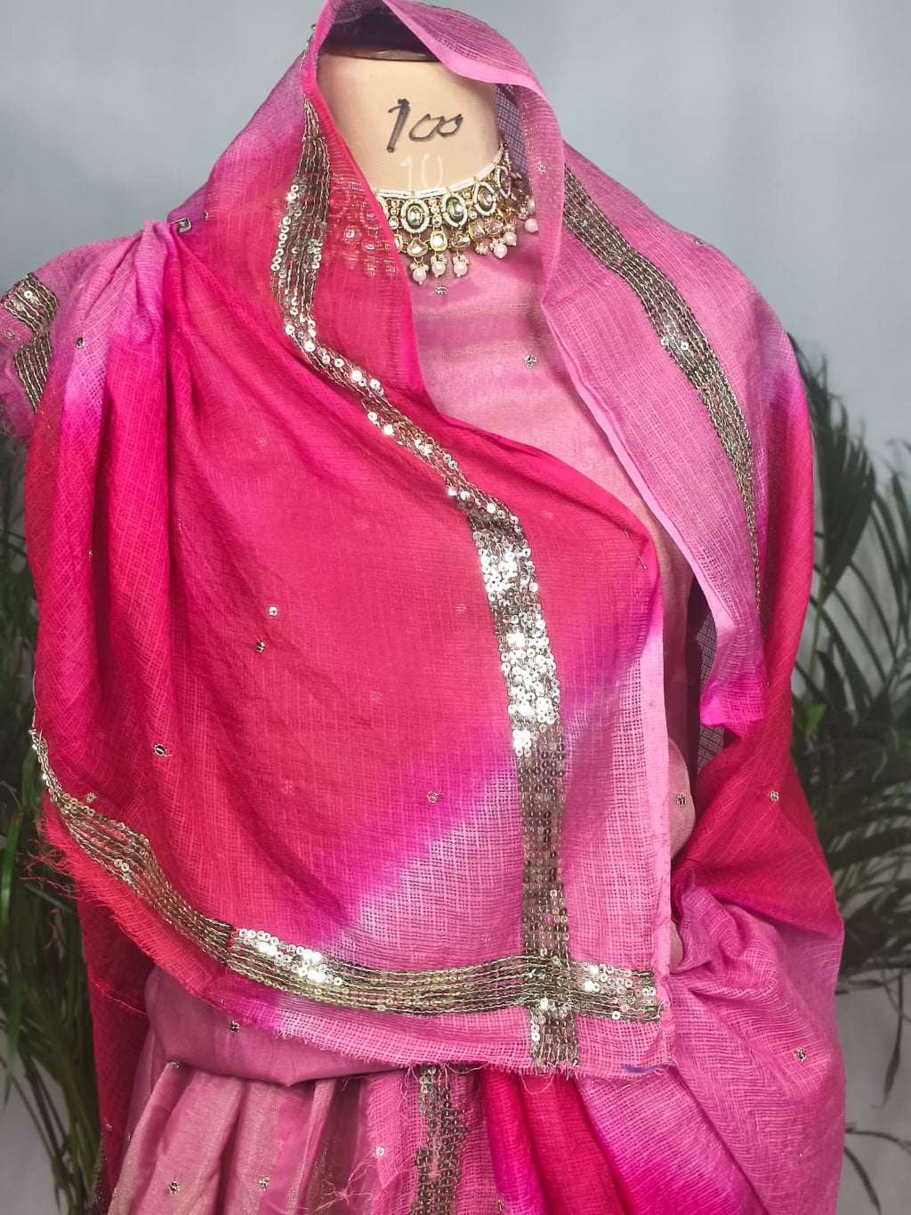 Rajputi Poshak - Tissue Pure With Doria Odhni - Rose Pink With Double Colour Doria Odhni