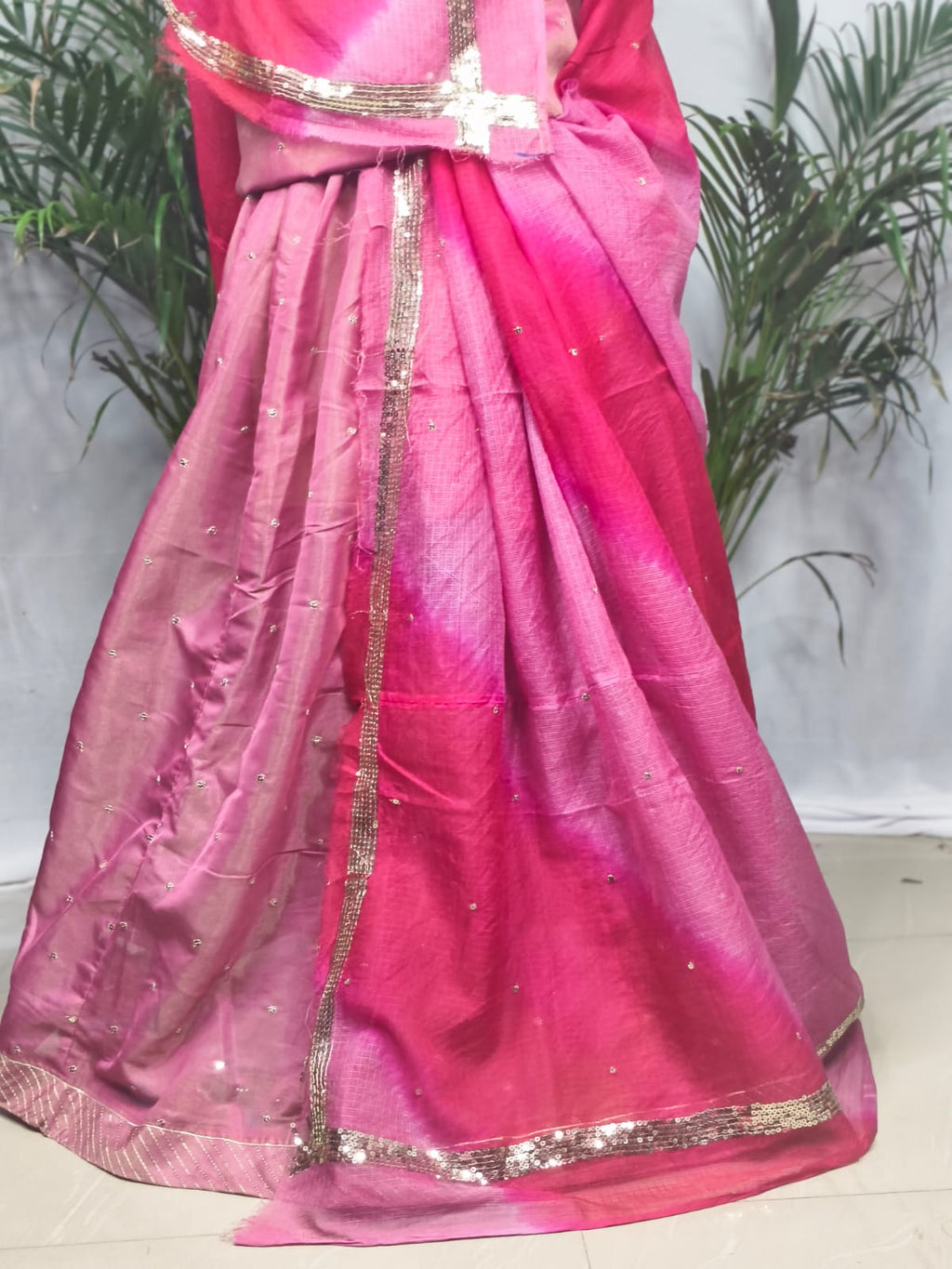 Rajputi Poshak - Tissue Pure With Doria Odhni - Rose Pink With Double Colour Doria Odhni