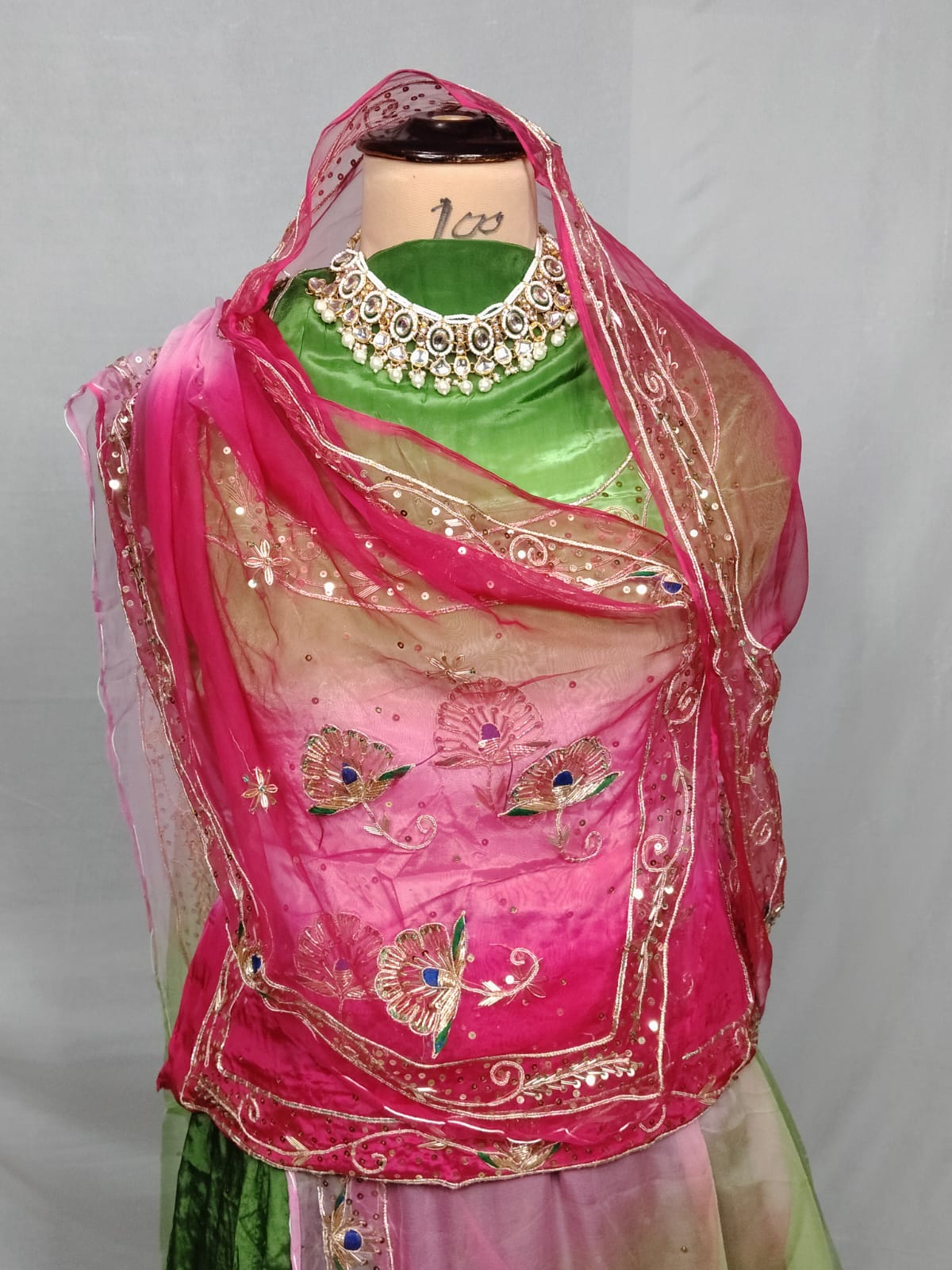 Rajputi Poshak - Mor Pankh Pure Poshak With Thakhurji Pure Odhni - Rani Pink, Green, Baby Pink, Elaichi With Same Colour Odhni