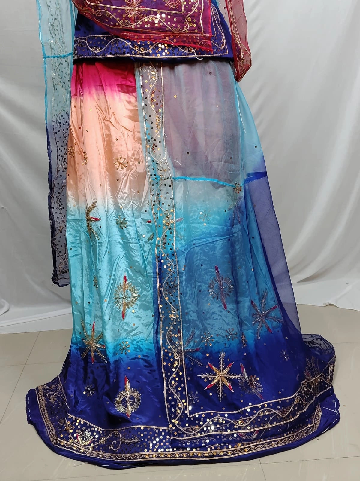 Rajputi Poshak - Natural Crepe Pure With Thakhurji Pure Odhni - Blue, Sky Blue, Baby Pink, Pink With Same Colour Odhni