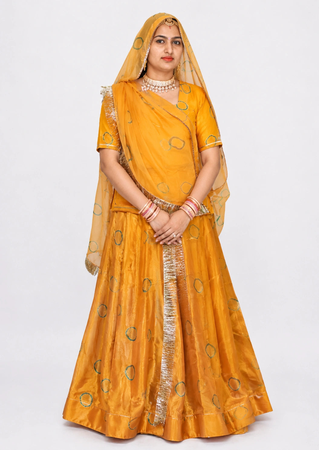 Mustard Yellow Bati Print Pure Natural Crepe Suit for Women | Traditional Ethnic Wear