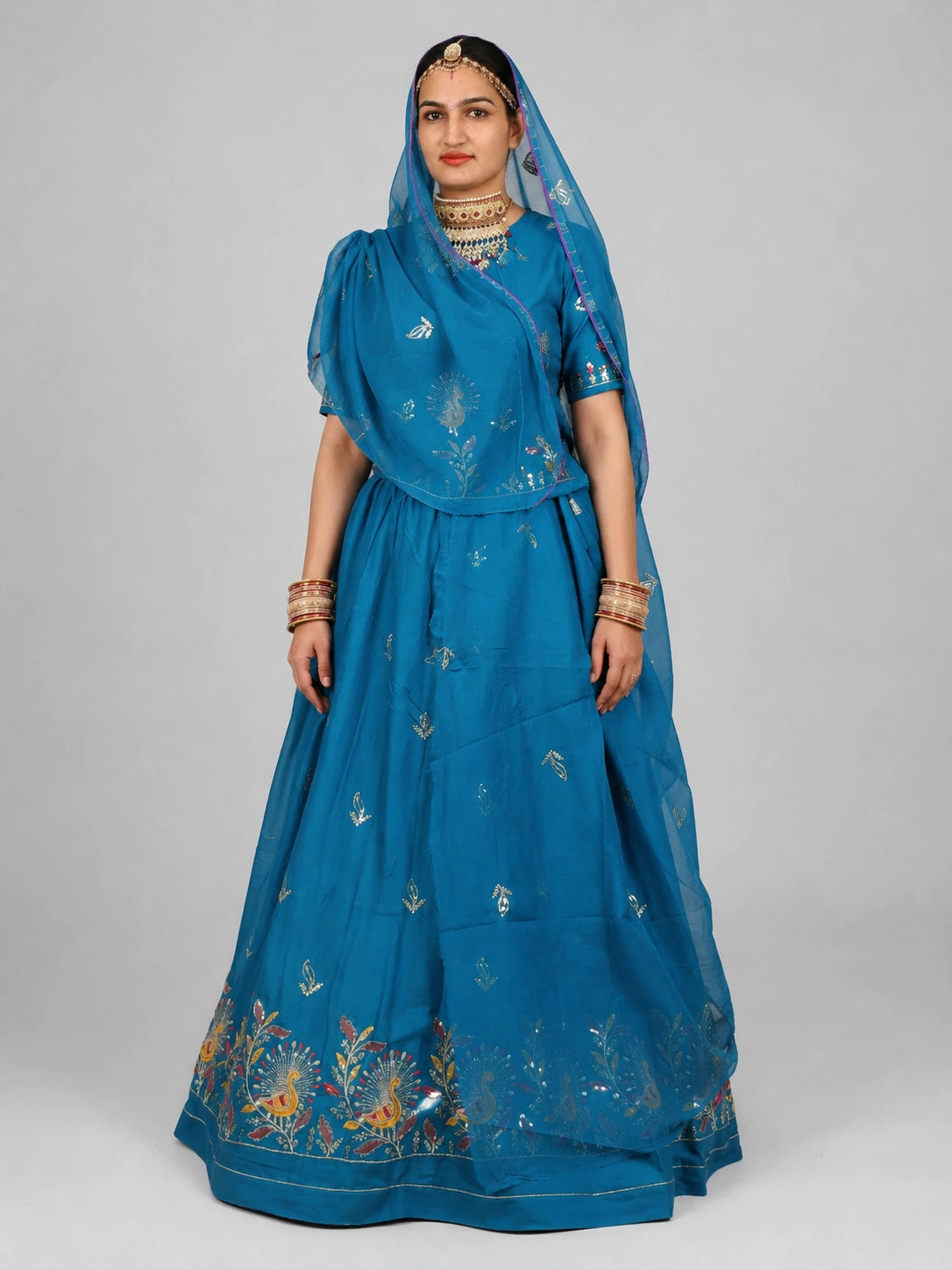 Mor Border Cotton Suit Set for Women – Embroidered Peacock Border Suti Suit Dress Material