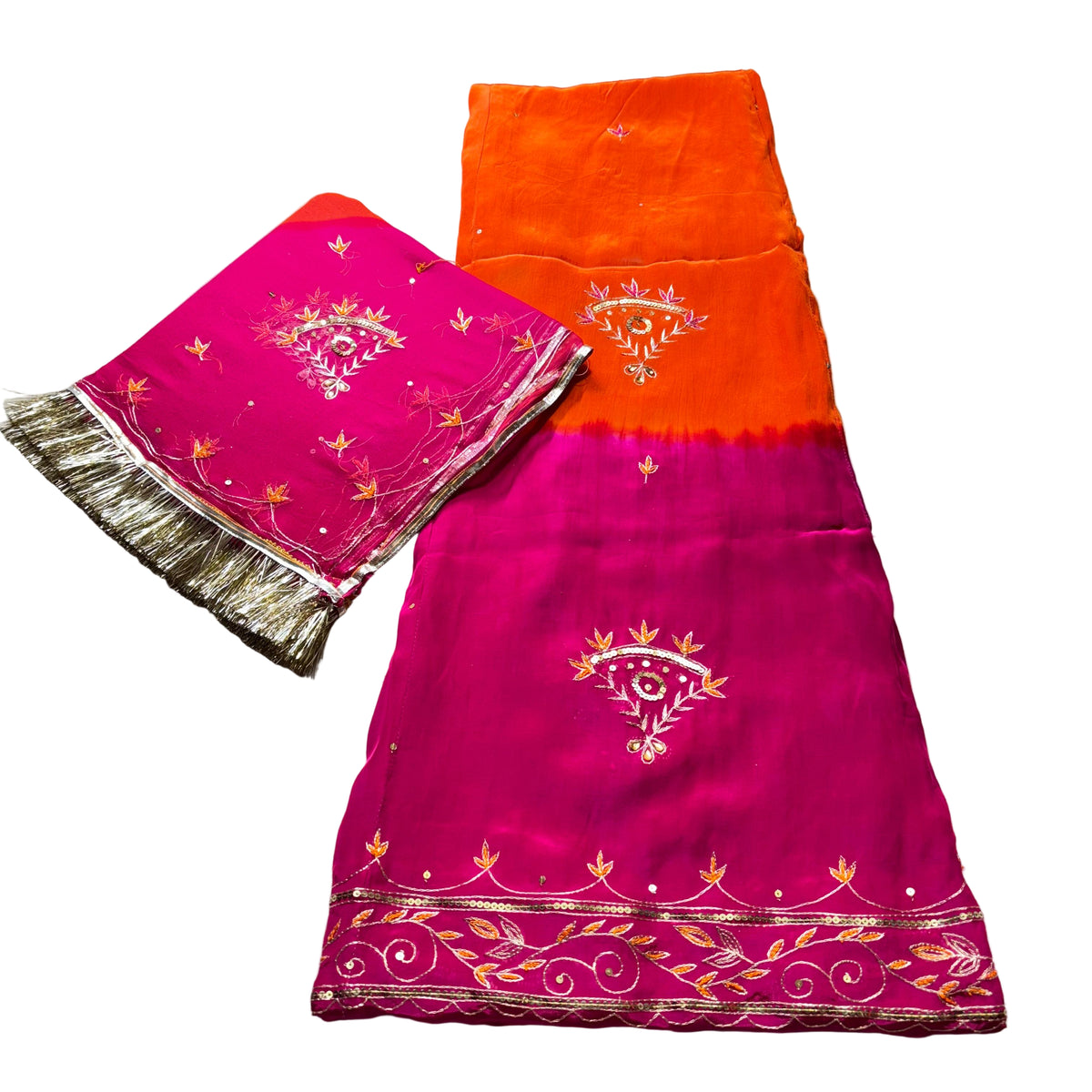 Rajputi Poshak – Tari Zari Resham Natural Crepe with Pure Odhni – Ganga Rajputi Poshak, Bikaner
