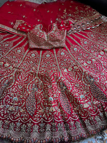 Rani Bridal Silk Lehenga – Peacock Design | Multi-Color Zari & Zercon Work