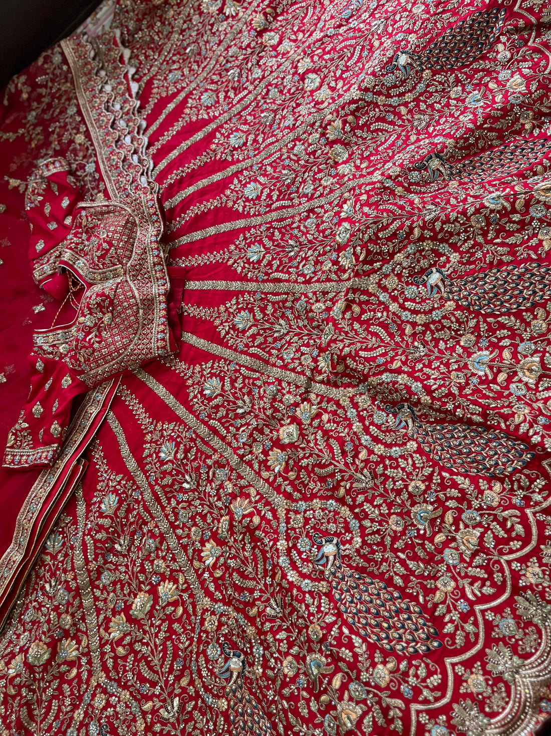 Rani Bridal Silk Lehenga – Peacock Design | Multi-Color Zari & Zercon Work