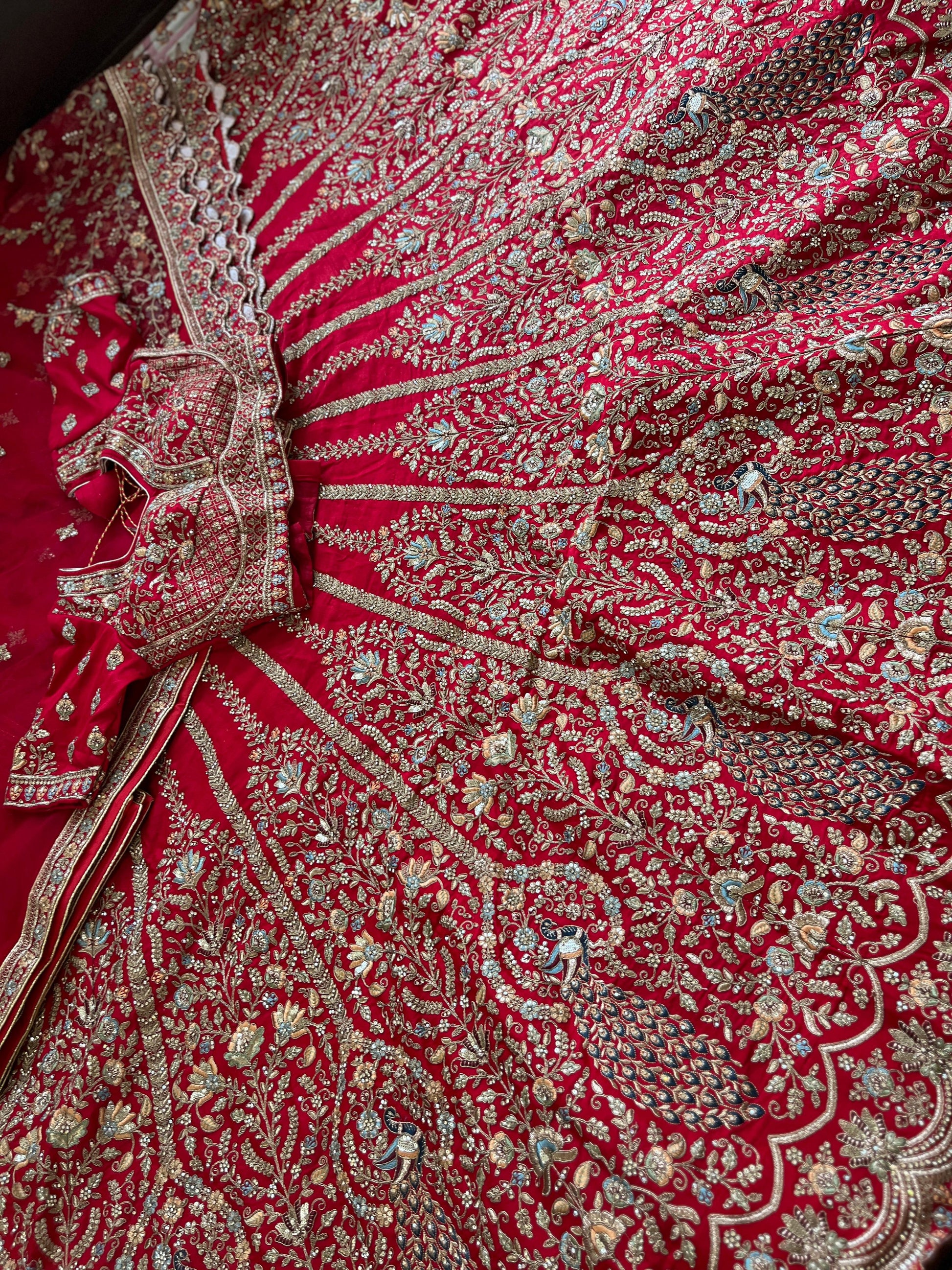 Rani Bridal Silk Lehenga – Peacock Design | Multi-Color Zari & Zercon Work