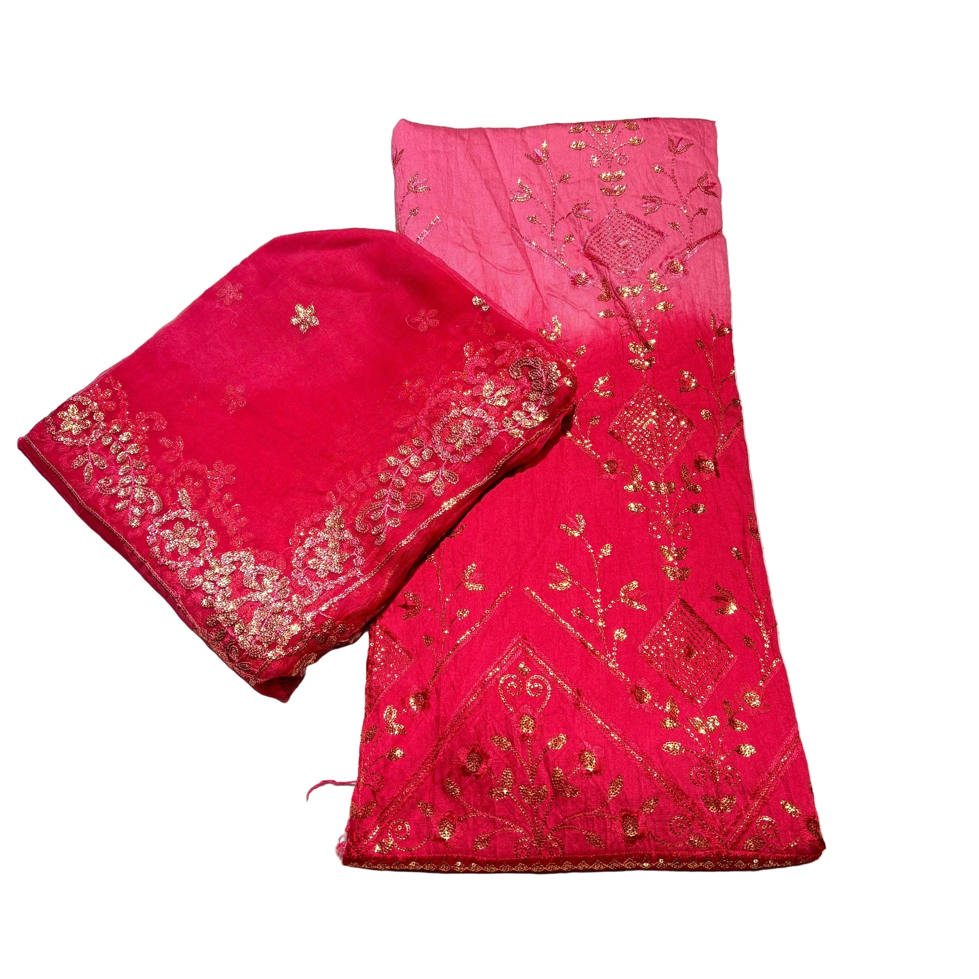 Cotton Poshak with Tora Odhani & Zari Sequence Work | Traditional Ethnic Wear