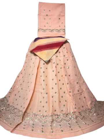 Rajputi Poshak – Tara & Floral Work – Peach Pink Unstitched – Ganga Rajputi Poshak, Bikaner