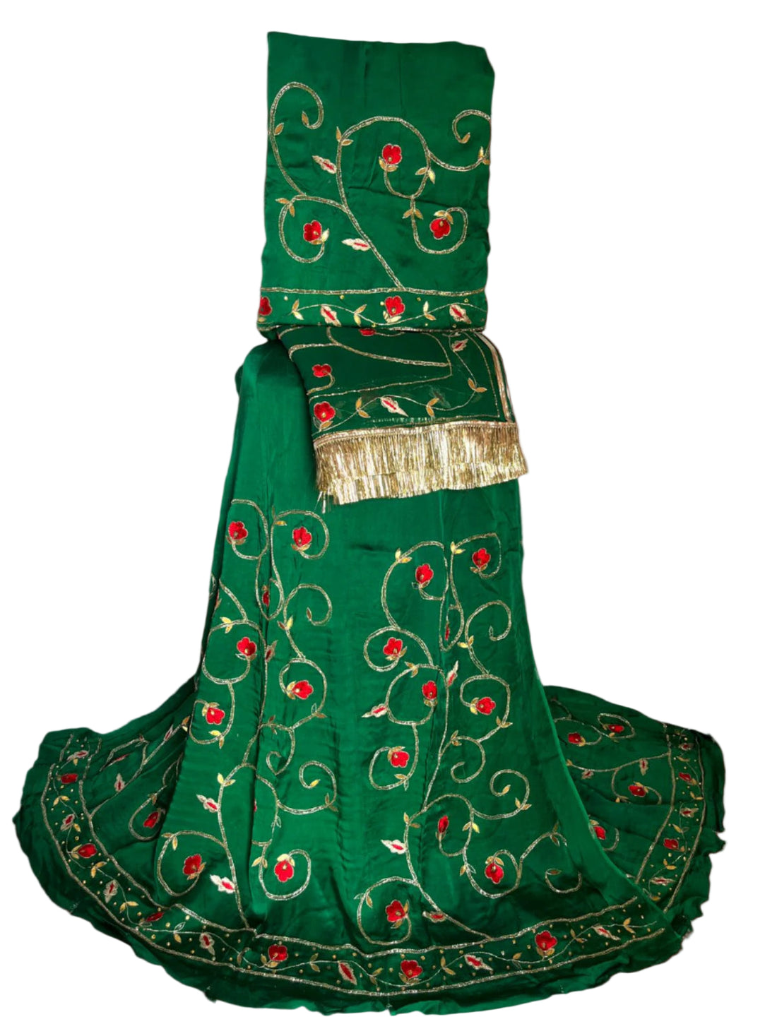 Rajputi Poshak – Gota Patti Bemberg Satin – Panna Green with Thakurji Odhni – Ganga Rajputi Poshak, Bikaner