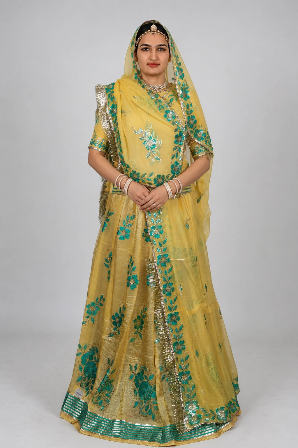 Rajputi Poshak - Sequin Zari And Thread Embroidery - yellow